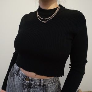 Cropped Mock Neck Sweater